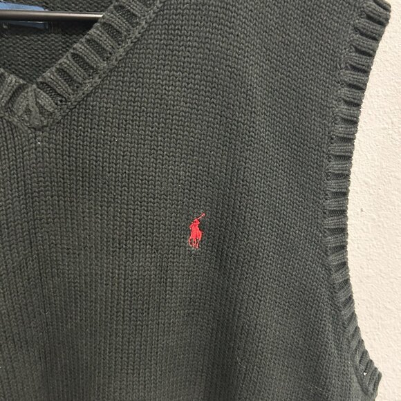 Polo Ralph Lauren Unisex Black Knit Cotton Sweater V-Neck Vest Size XXL Preppy - Picture 4 of 9